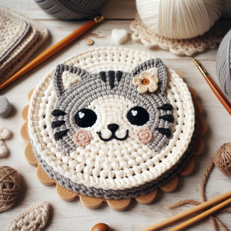 Cat coaster crochet pattern